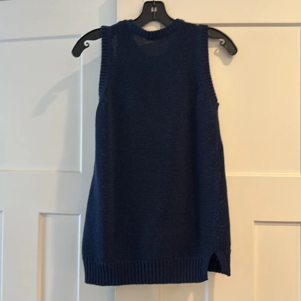 J. McLaughlin Alto Sleeveless Havana Yarn Sweater Tank, Navy Blue, Size XS - Picture 5 of 5